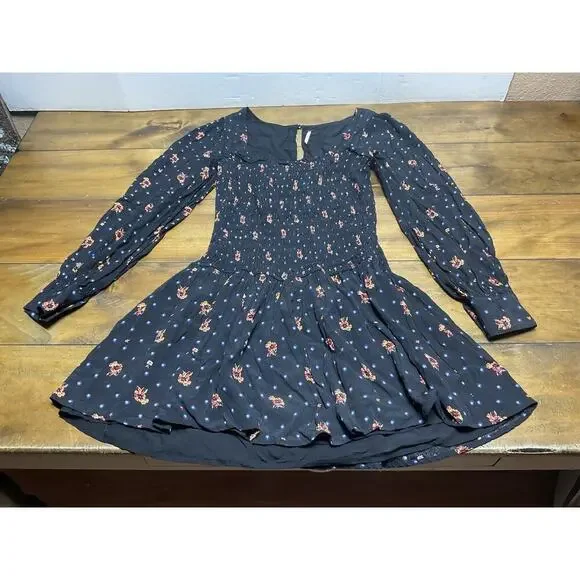 Free People Two Faces Mini Dress Black Floral Size XS - Picture 1 of 12
